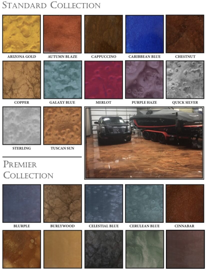 A number of different colors and sizes of concrete